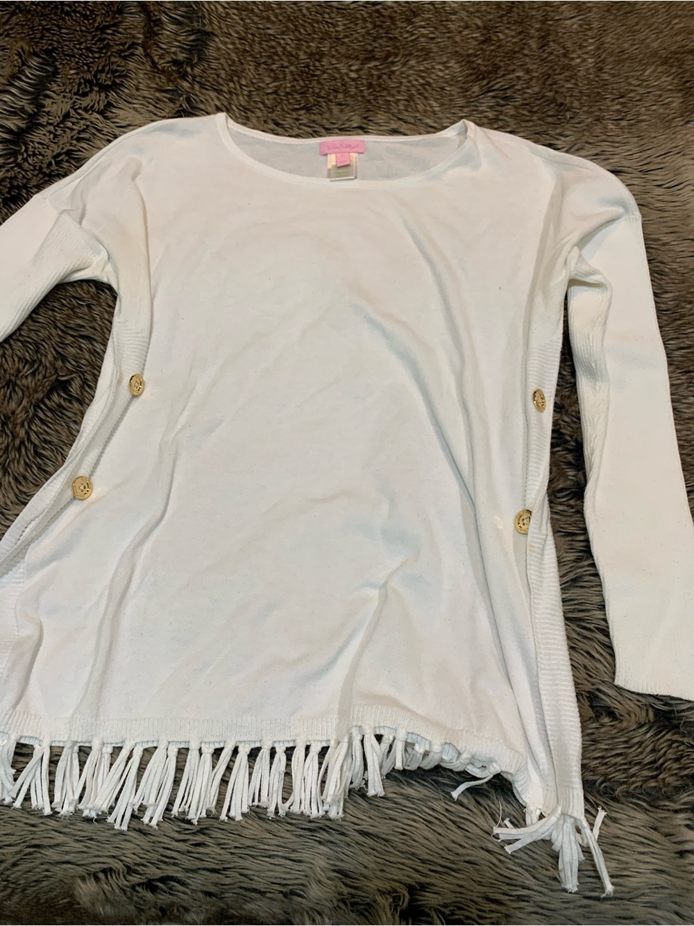 Lilly Pulitzer Fringe Ramona Lightweight Sweater Pullover Size S